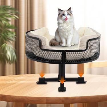 Imagem de Cama de mesa para gatos, design de malha de metal, cama elevada para gatos com pés absorventes de borracha para proteger a mesa, cama de mesa para animais de estimação com capacidade de peso de 20 kg