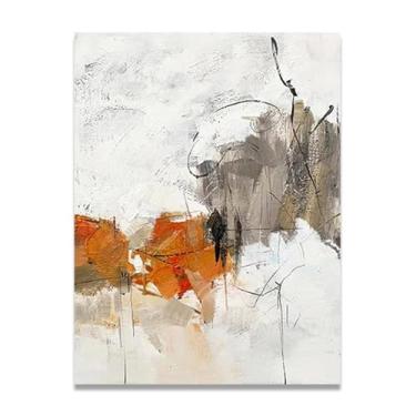 Imagem de Pintura de parede abstrata em tela branca e dourada, impressão em tela, pôster, imagem colorida, arte abstrata, moderna, decoração de parede, corredor, escadas, decoração de quarto, 70 x 50 cm