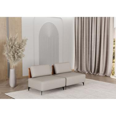 Imagem de Sofá Dream Box Moderno Modular 2,0m Bege com Courino Terracota - Rede Móveis