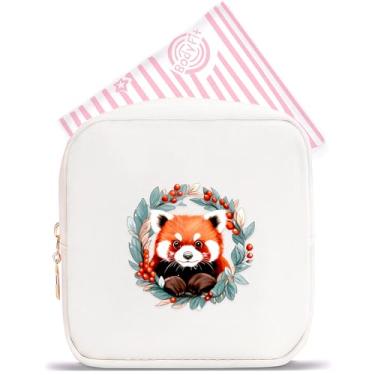 Imagem de BJDAMAI Mini bolsa de maquiagem, linda bolsa de cosméticos portátil com zíper para meninas adolescentes e crianças, pequena bolsa de armazenamento para almofada higiênica, moeda, batom, joias!, Panda