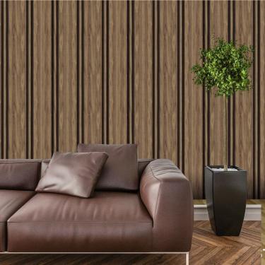 Imagem de Papel De Parede Adesivo Ripado Madeira Lavável Cozinha  3 metros