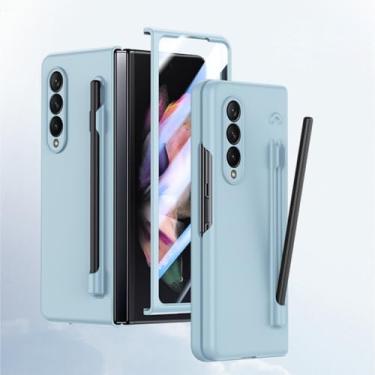 Imagem de HOULEE Capa para Samsung Galaxy Z Fold 3 com caneta S e protetor de tela, capa de telefone amigável para a pele com suporte para S Pen carregamento sem fio, capa protetora completa para PC para Galaxy
