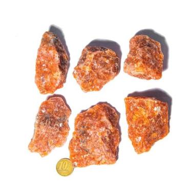 Imagem de 05 Calcita Laranja Bruto Esoterismo 50 a 100g 5 a 9cm Tipo A - Cristai