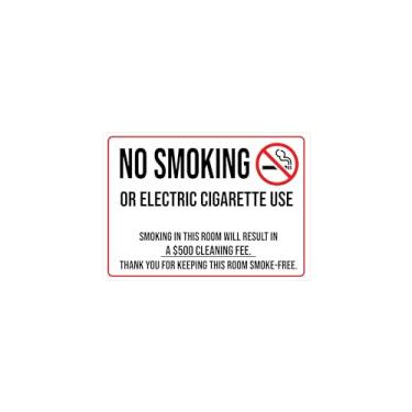 Imagem de Não fumar ou usar cigarro eletrônico – placa de vinil, placa de aviso autoadesiva, perfeita para aluguel de casas e hotéis, 25 cm L x 35 cm C