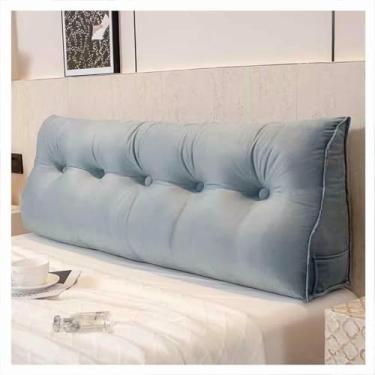 Imagem de LGEOELIAS Almofada de reforço de cabeceira, almofada de leitura para descanso de cama triangular, tecido de fibra amigável à pele, para sentar na cama, suporte de posicionamento do encosto