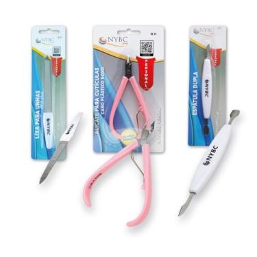 Imagem de Kit NYBC: Alicate Cutícula + Espátula + Lixa para Unhas Inox