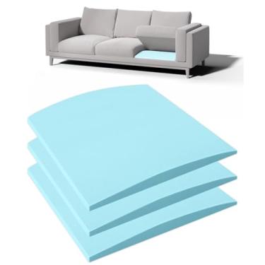 Imagem de FoamJoy Suporte de almofada de sofá para assento caído – 50,8 cm x 50,8 cm de espuma curvada de alta densidade, suporte de sofá para embaixo das almofadas, azul conjunto de 3