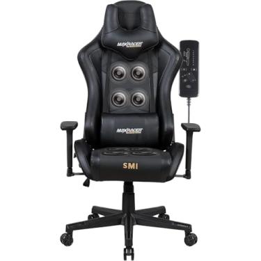 Imagem de MAX RACER - Poltrona Massageadora Home Office Tactical-SMI - Cadeira Ergonômica, Cadeira de Escritório - 8 Pontos de Massagem, Braços 3D, Suporta 150kg, Tecido Sintético P.U, Inclinação 180° - Preta