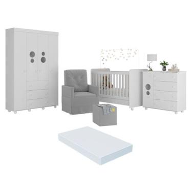 Imagem de Quarto Completo com Colchão, Poltrona de Amamentação e Puff Pimpolho M