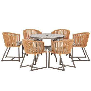 Imagem de Mesa com 6 Cadeiras de Jantar Roma 120cm e Noronha em Alumínio