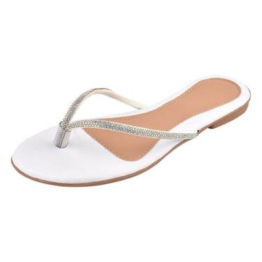 Imagem de Sandália Rasteira Casual Rasteirinha Chinelo Brilho Strass Confot Moda