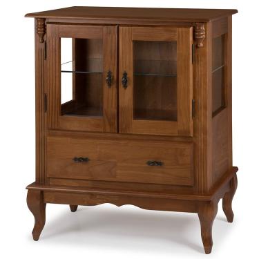 Imagem de Cristaleira Baixa 2 Portas de Vidro 1 Gaveta Imbuia Verniz