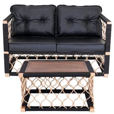 Imagem de Poltrona Namoradeira + Mesa Centro Alumínio Bronze