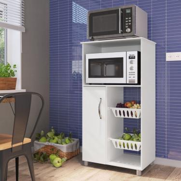 Imagem de Fruteira Com Nicho Para Forno 1 Porta 2 Cestos Kely Irm Móveis Branco