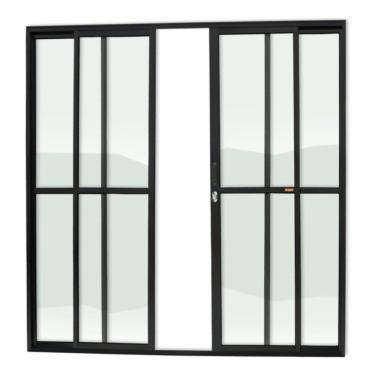 Imagem de Porta De Correr 4 Folhas Super Vidro Liso 210cm X 240cm Brimak Preto