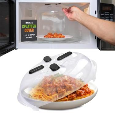 Imagem de HOVER COVER Capa magnética contra respingos, tampa de alimentos transparente sem BPA, protetor de placa ventilada com saídas de vapor, tampa de micro-ondas antirespingos, segura para lava-louças