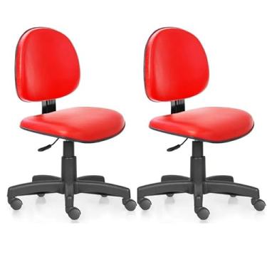 Imagem de Kit 2 Cadeiras Escritório Executiva Home Office Courvin Vermelho Home Gourmet Sem Braço Base Arcada Rodízio Nylon