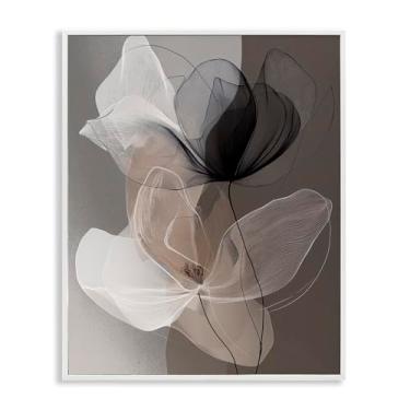 Imagem de Stupell Industries Design de arte giclée emoldurado branco preto e marrom flores Gossamer por Annabelle Hall, 11 x 14
