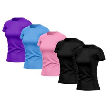 Imagem de Kit 5 Camisas Feminina Manga Curta Dry Fit Proteção Uv - Brás e Cia, G