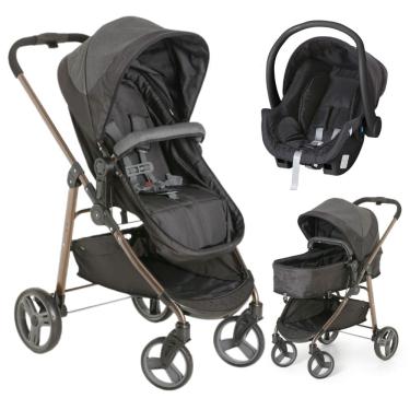 Imagem de Carrinho de Bebê Moisés Olympus Black com Bebê Conforto - Galzerano