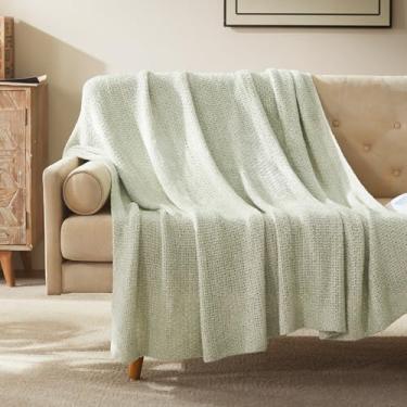 Imagem de SLEEP ZONE Cobertor para sofá - Cobertores verdes para cama e sala de estar, sofá, cadeira, decoração de casa, cobertor de malha de jérsei quente e aconchegante (229 x 274 cm, verde claro)