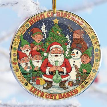 Imagem de Decorações de Natal – Presentes de mordaça – presentes impertinentes – Elefante branco – meias (Papai Noel Gnomos Boneco de neve Rudolph fumando maconha cannabis Get High 3)