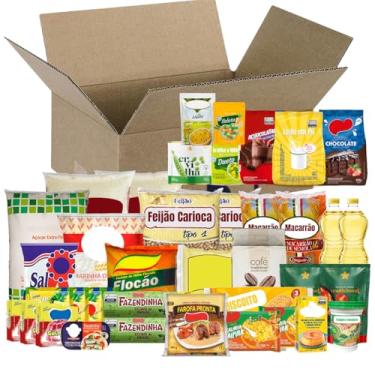 Imagem de Cesta Básica Essencial Completa, 37 Itens Alimentícios, Kit Mensal Familiar