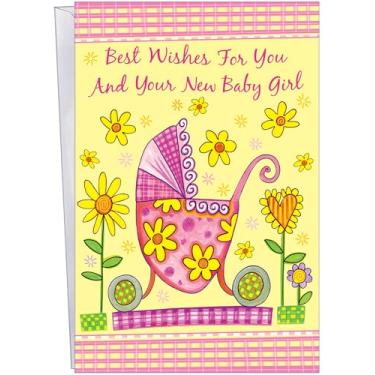 Imagem de Chuck's Card-O-Rama - Novo cartão de bebê menina - Feito nos EUA - Abre até 25,4 cm x 19,7 cm - Cartão bonito - 96264