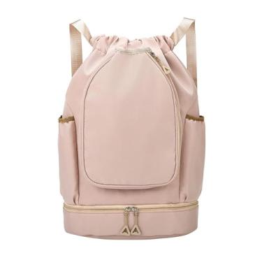 Imagem de oshhni Mochila de tênis esportiva com cordão, mochila de dia, à prova d'água, criativa, portátil, bolsa de ombro para raquete, para atividades ao ar, Cáqui