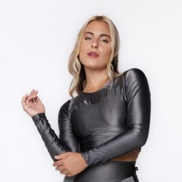 Imagem de Cropped Manga Longa Justo Feminino Poliamida Laminado Bojo-Feminino