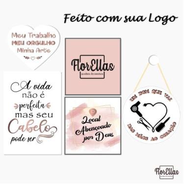 Imagem de Placa Decorativa 05unid Placas Cabelereira/Salão Beleza/Estúdio - Flor