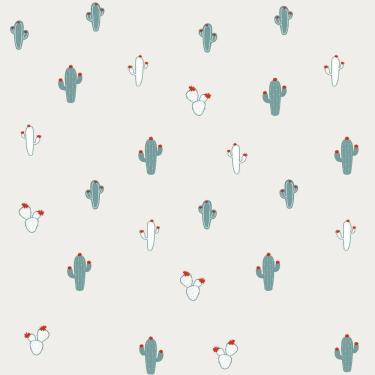 Imagem de Papel De Parede Infantil De Cactos, Azul Ff4011.