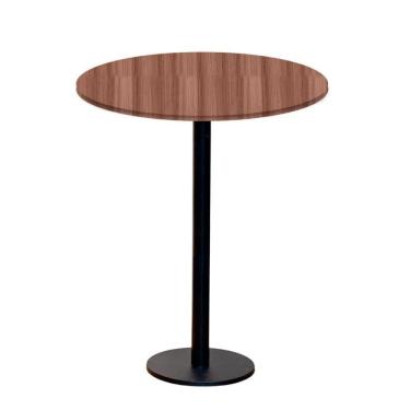 Imagem de Mesa Pisa Beta Bistrô Fratini 107,50cm (a) Disco Redondo Preto Tampo Mdp Redondo Walnut 70cm (l)