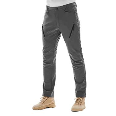 Imagem de Calça masculina KUTOOK impermeável softshell calça cargo caminhada calça com zíper bolsos para esportes de inverno, Cinza, Medium