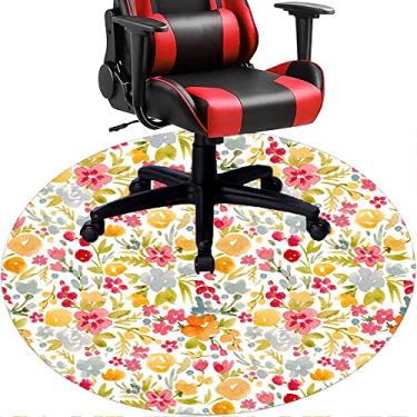 Imagem de Tapete de cadeira de escritório com flores, textura de flor, tapete de cadeira de mesa para piso de madeira de escritório em casa, protetor de piso de pilha baixa, redondo 119 cm