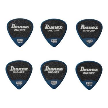 Imagem de Palheta Ibanez Sand Grip Wizard 0.8 Medium Azul Pack Com 6 PPA16MSG-DB