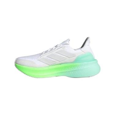 Imagem de adidas Tênis de corrida feminino Ultraboost 5X, Branco/Cinza-traço/Lime Burst, 41