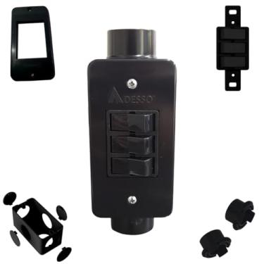 Imagem de Conjunto Completo Interruptor Triplo Preto 3/4pol + Condulete Sobrepor PVC Resistente (Preto)