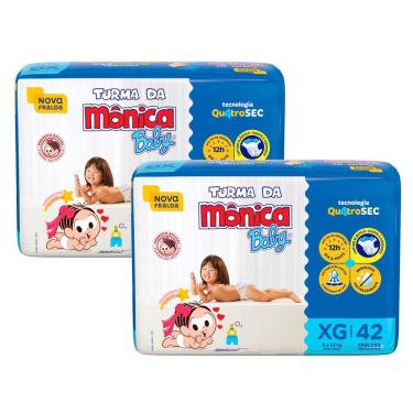 Imagem de Kit de Fraldas Turma da Mônica Baby Mega Tamanho XG 84 Unidades