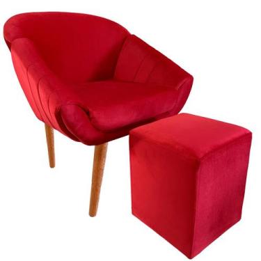 Imagem de Kit Poltrona Giovana Puff Quadrado e Almofadas em Sued Premium - Sua C