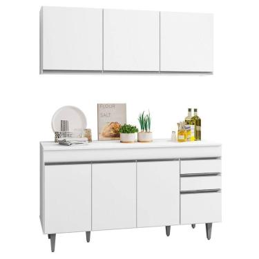 Imagem de Armário Aéreo E Balcão Gabinete Para Pia 150cm Com Tampo