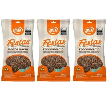 Imagem de Confeito Fino Granulado Chocolate Macio Kit 3 Pacotes Mix