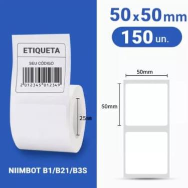 Imagem de 1- ROLO DE ETIQUETA NIIMBOT 50X50 COR: BRANCO - 150 ETIQUETAS PARA IMPRESSORAS B1/B21/B3S/B203