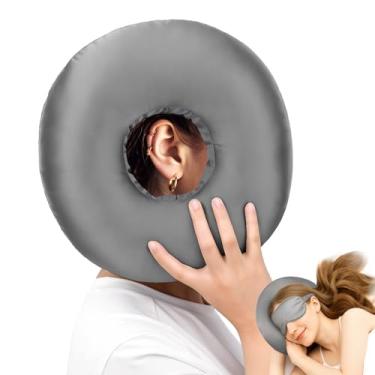 Imagem de Travesseiro de piercing de orelha para pessoas que dormem de lado – Conjunto de travesseiro e máscara de olho de cetim sedoso com orifício de orelha, CNH e alívio da dor de ouvido, inflamação, feridas
