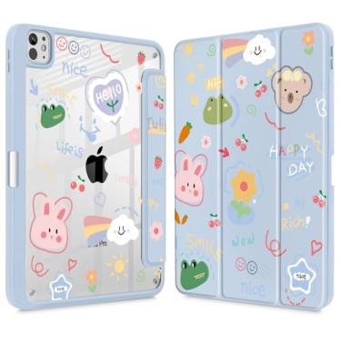 Imagem de May Chen Capa para iPad Pro de 13 polegadas 2024 chip M4 de 7ª geração, [Suporte de lápis embutido suporta Pencil 2/USB-C] Capa traseira transparente ultrafina com suporte de três dobras, suporta