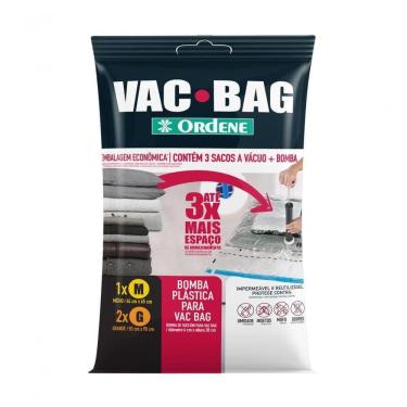 Imagem de Kit De Saco A Vácuo Organizador 1 Médio + 2 Grandes Transparente Vac Bag Ordene + Bomba De Ar
