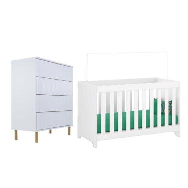 Imagem de Berço Multifuncio3x1+ Cômoda Ditália 4 Gavetas Bbi-51 -239 Branco