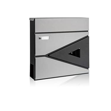 Imagem de Ydocabinit Wall Mount Mailbox,Large Capacity Locking Mailbox for Outside,Galvanized Steel Cover and Rust-Proof Metal Post Box with Newspaper Holder,15.7"x15.7"x4.3" Black,MD039G