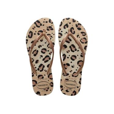 Imagem de Chinelo Havaianas Feminino, Slim Animals 39/0 Bege Palha, Havaianas