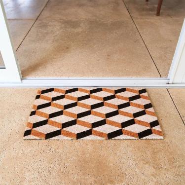 Imagem de Capacho Retangular Fibra De Coco Base PVC 75x45cm - Komeco - Geométrico